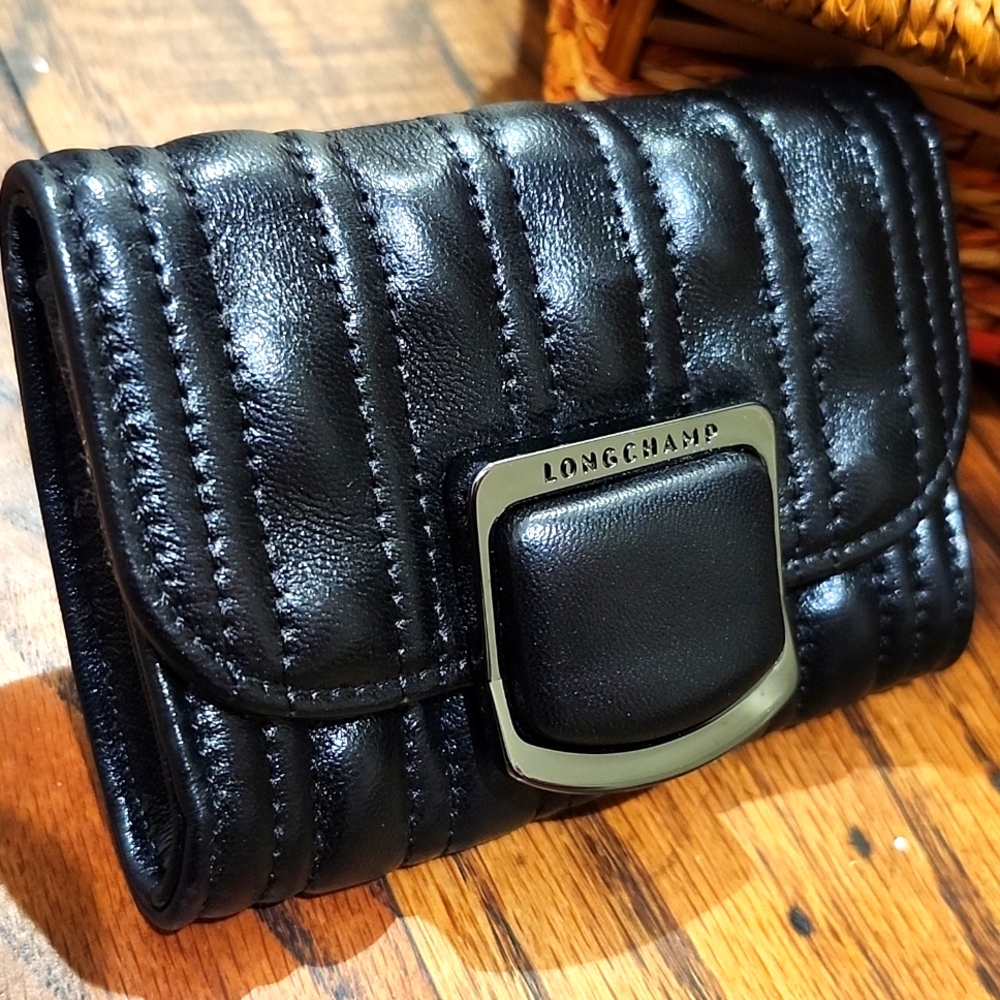 Longchamp Black Quilted Wallet
